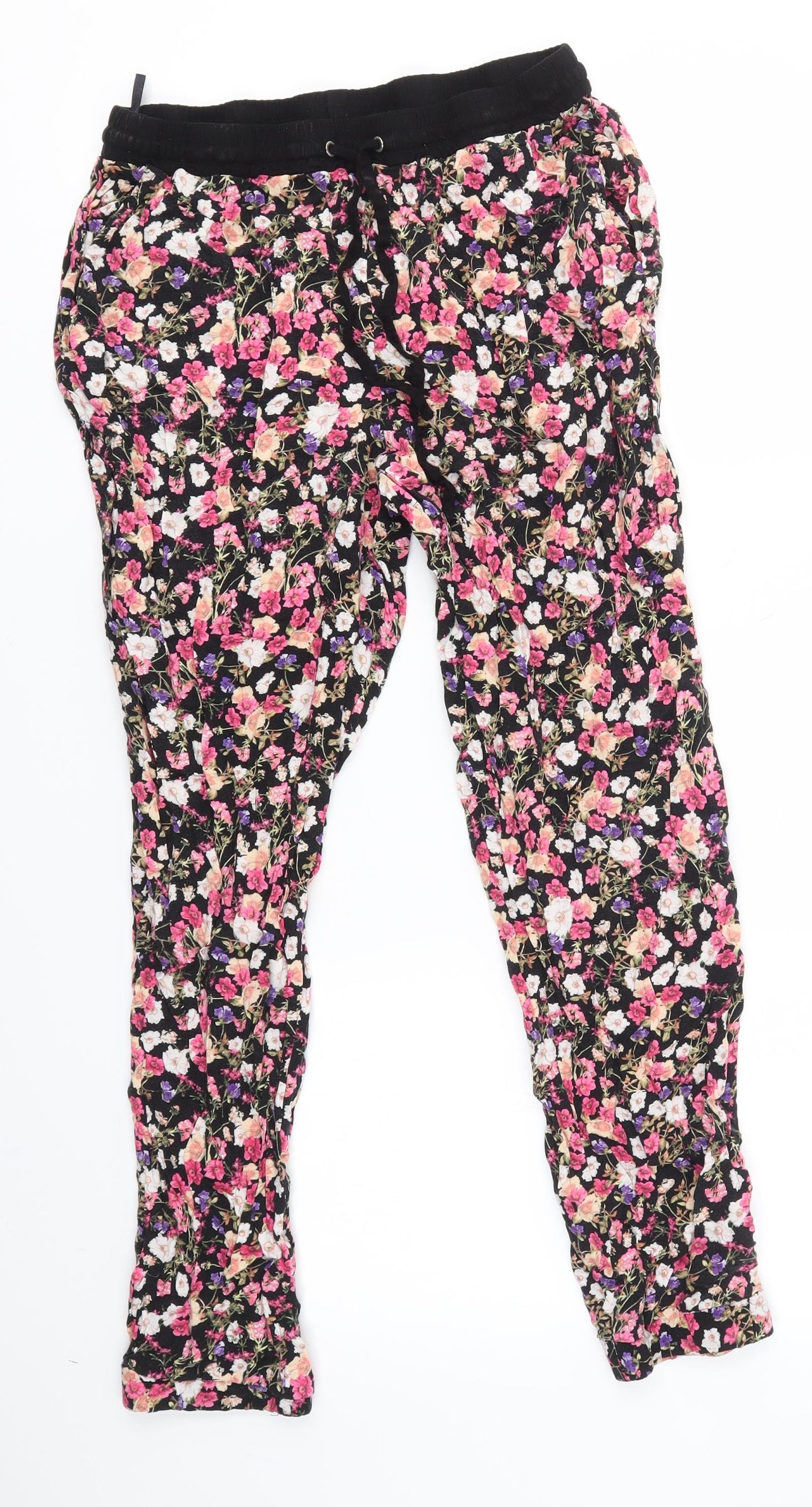 New Look Womens Multicoloured Floral  Sweatpants Trousers Size 12 L26 in