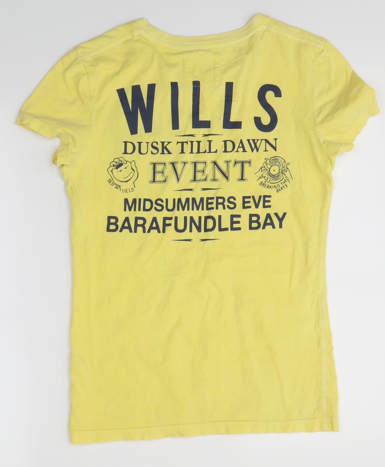 Jack Wills Womens Yellow   Basic T-Shirt Size 10
