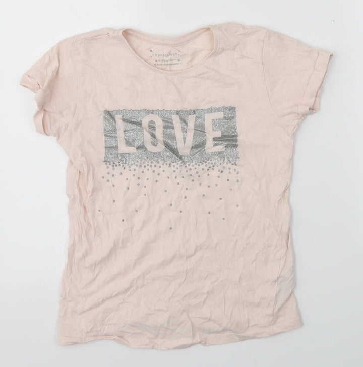 Primark Girls Pink Basic T-Shirt Size 9-10 Years