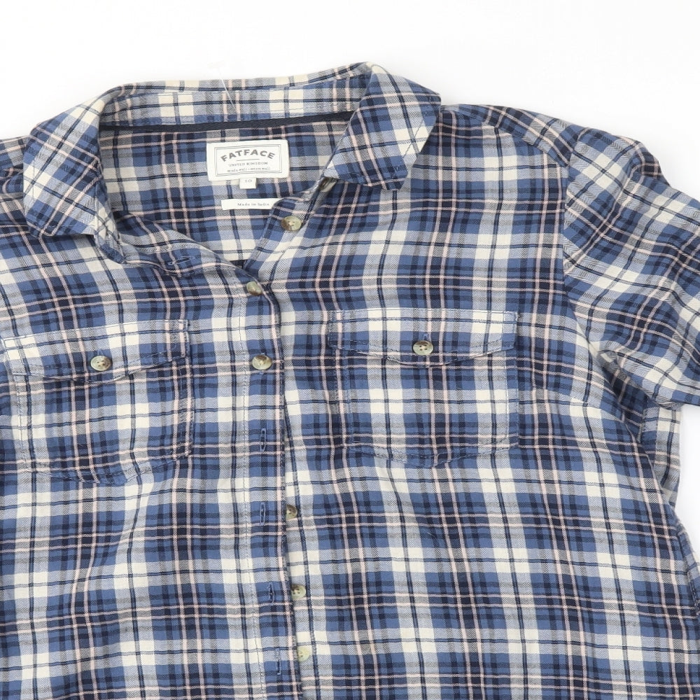 Fat Face Womens Blue Check  Shirt Dress  Size 10