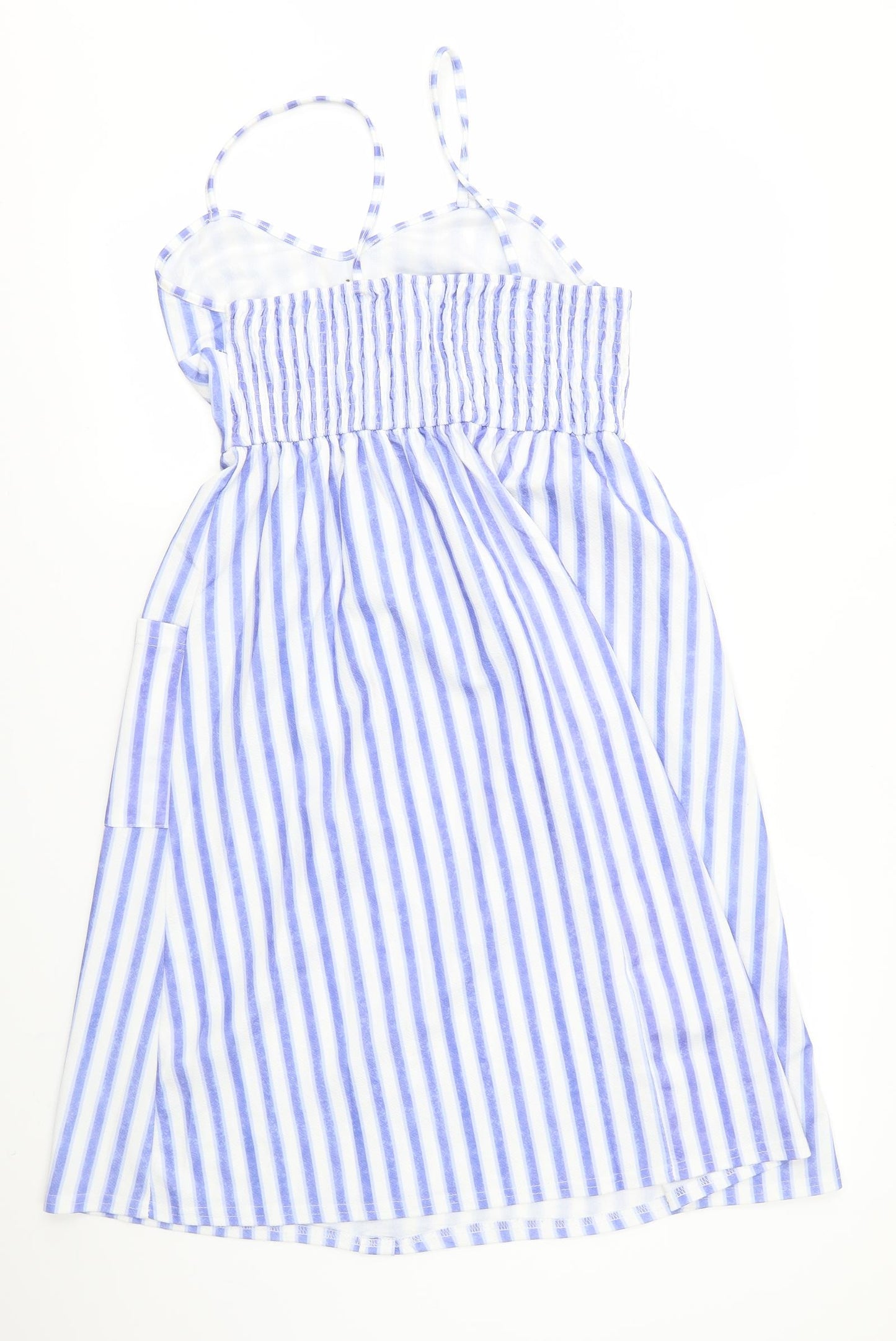 Preworn Womens Blue Striped  A-Line  Size L