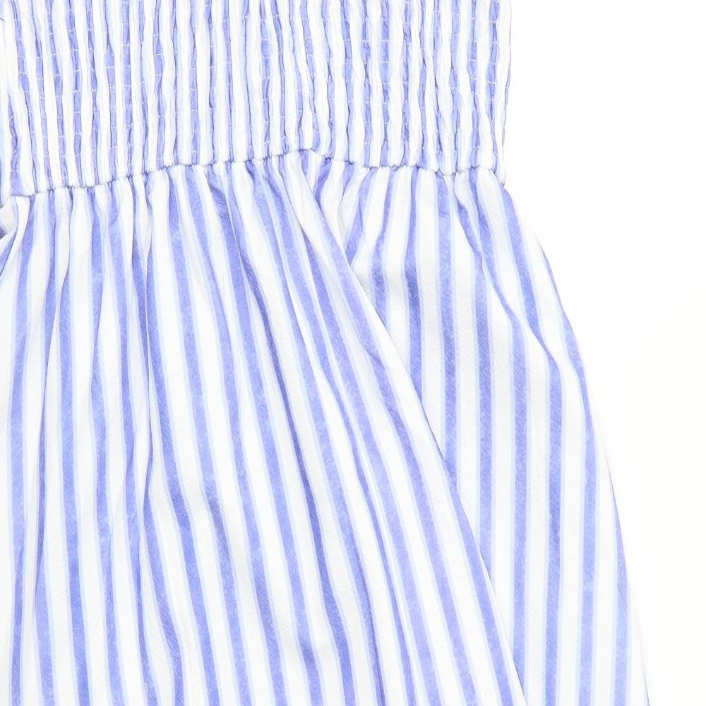Preworn Womens Blue Striped  A-Line  Size L