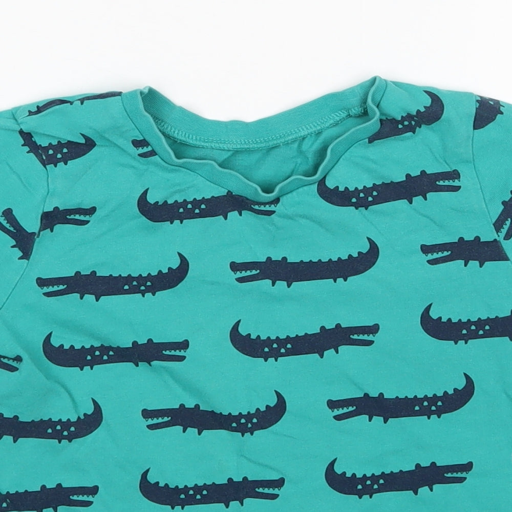 George Boys Green Animal Print  Basic T-Shirt Size 6-7 Years