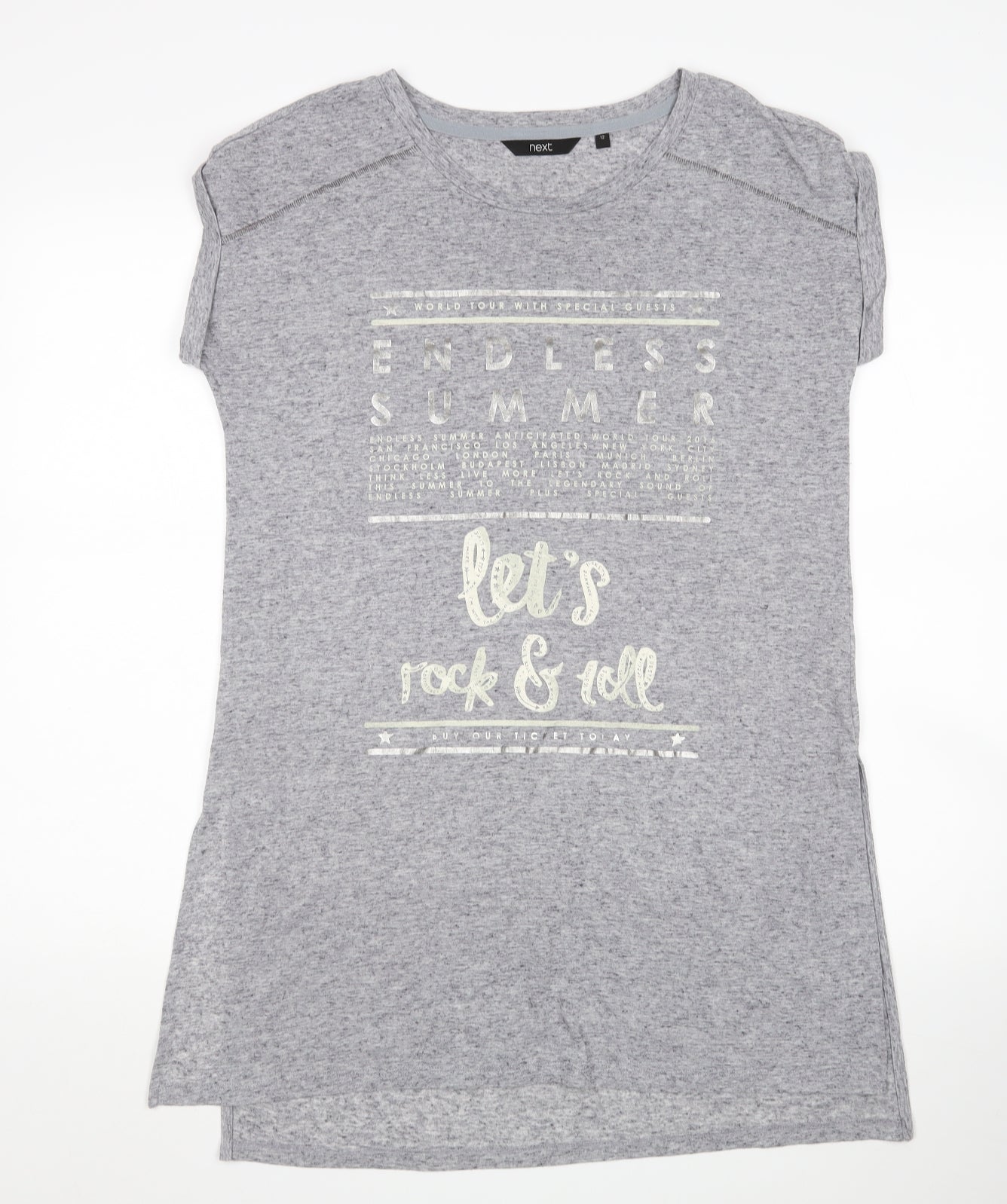NEXT Womens Grey   Basic T-Shirt Size 12  - Longline
