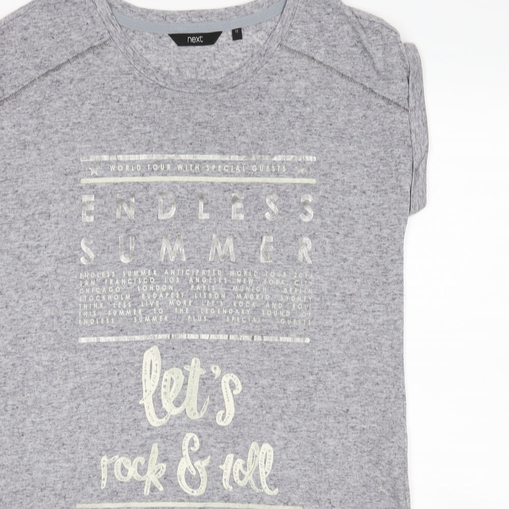 NEXT Womens Grey   Basic T-Shirt Size 12  - Longline