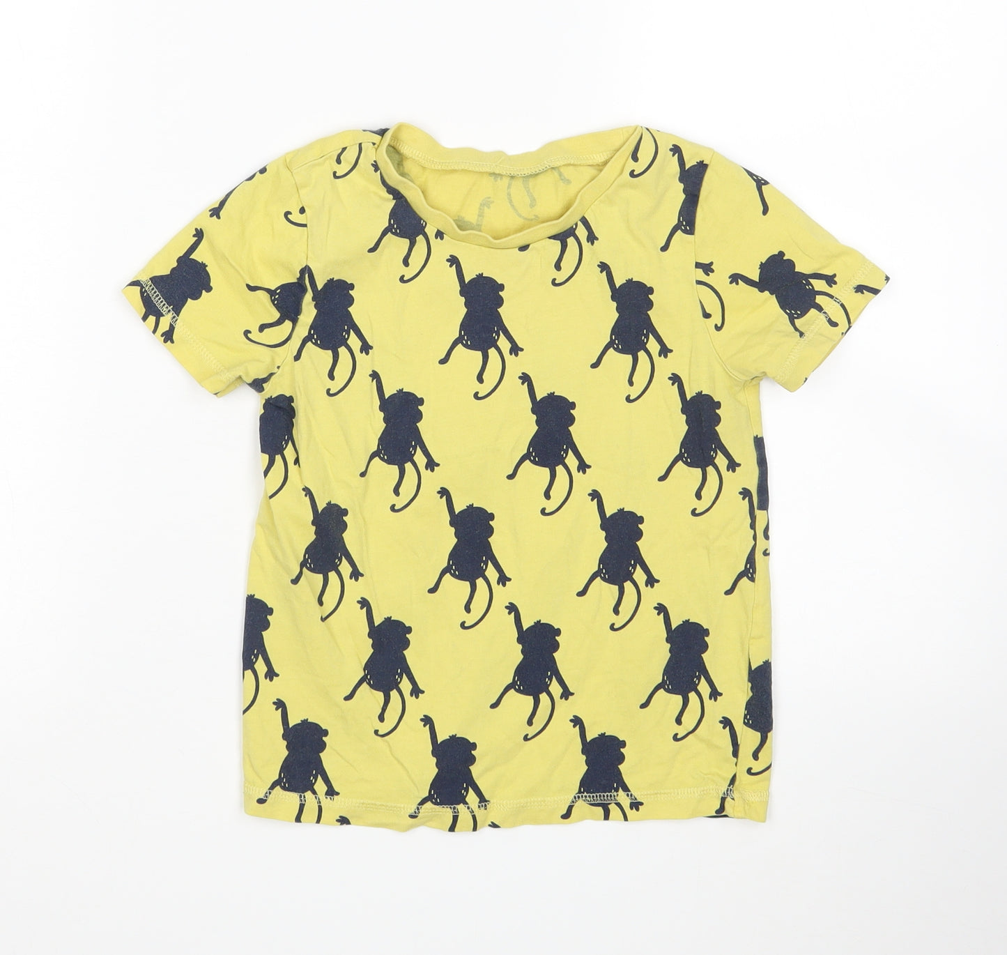 George Boys Yellow Animal Print  Basic T-Shirt Size 6-7 Years  - Monkey print