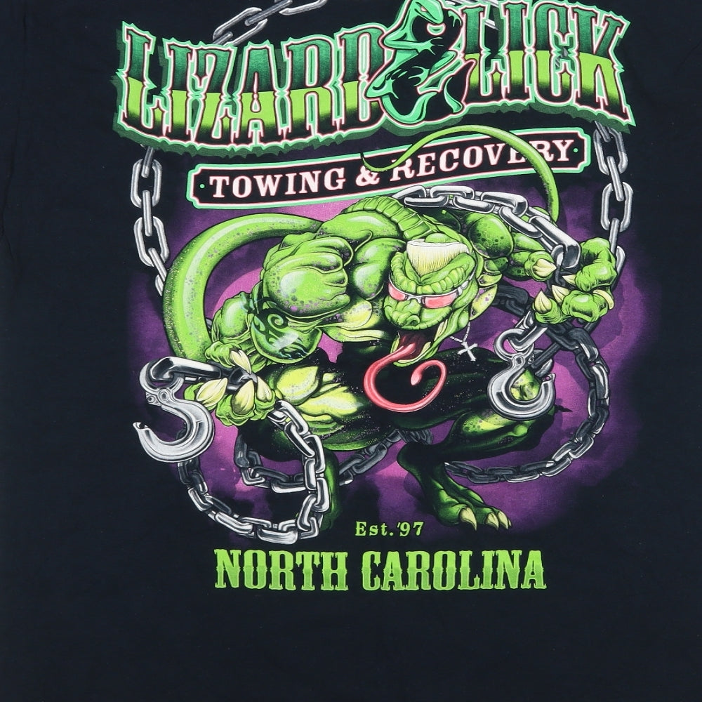 Gildan Mens Blue    T-Shirt Size L  - Lizard & Lick