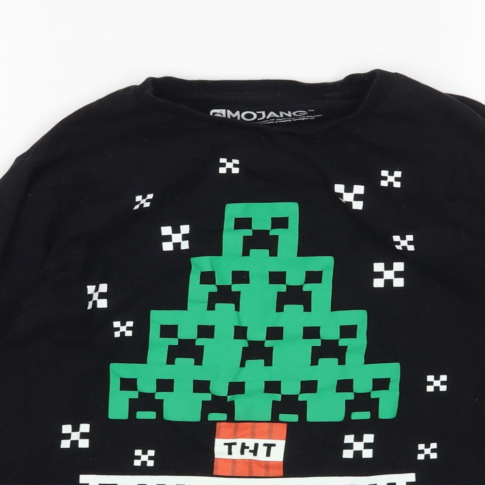NEXT Boys Black   Basic T-Shirt Size 8 Years  - Minecraft Christmas