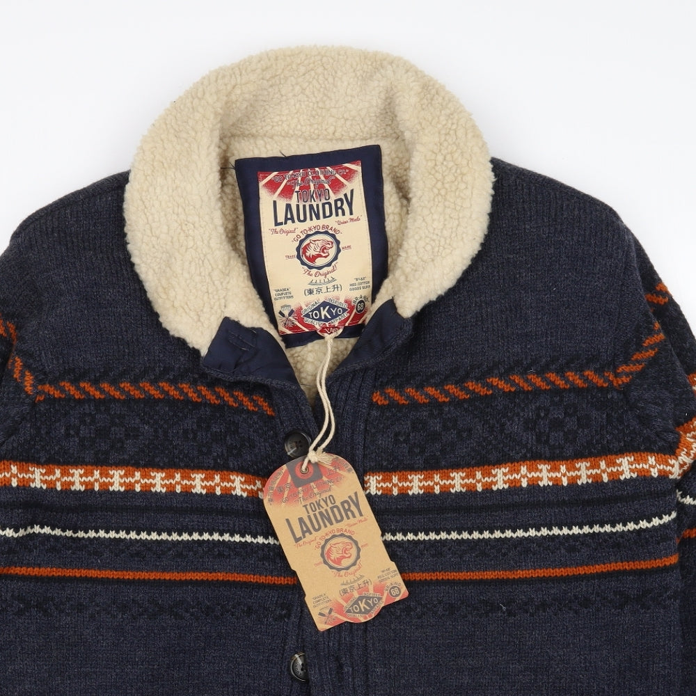 Tokyo Laundry Mens Multicoloured Striped  Jacket Coatigan Size L