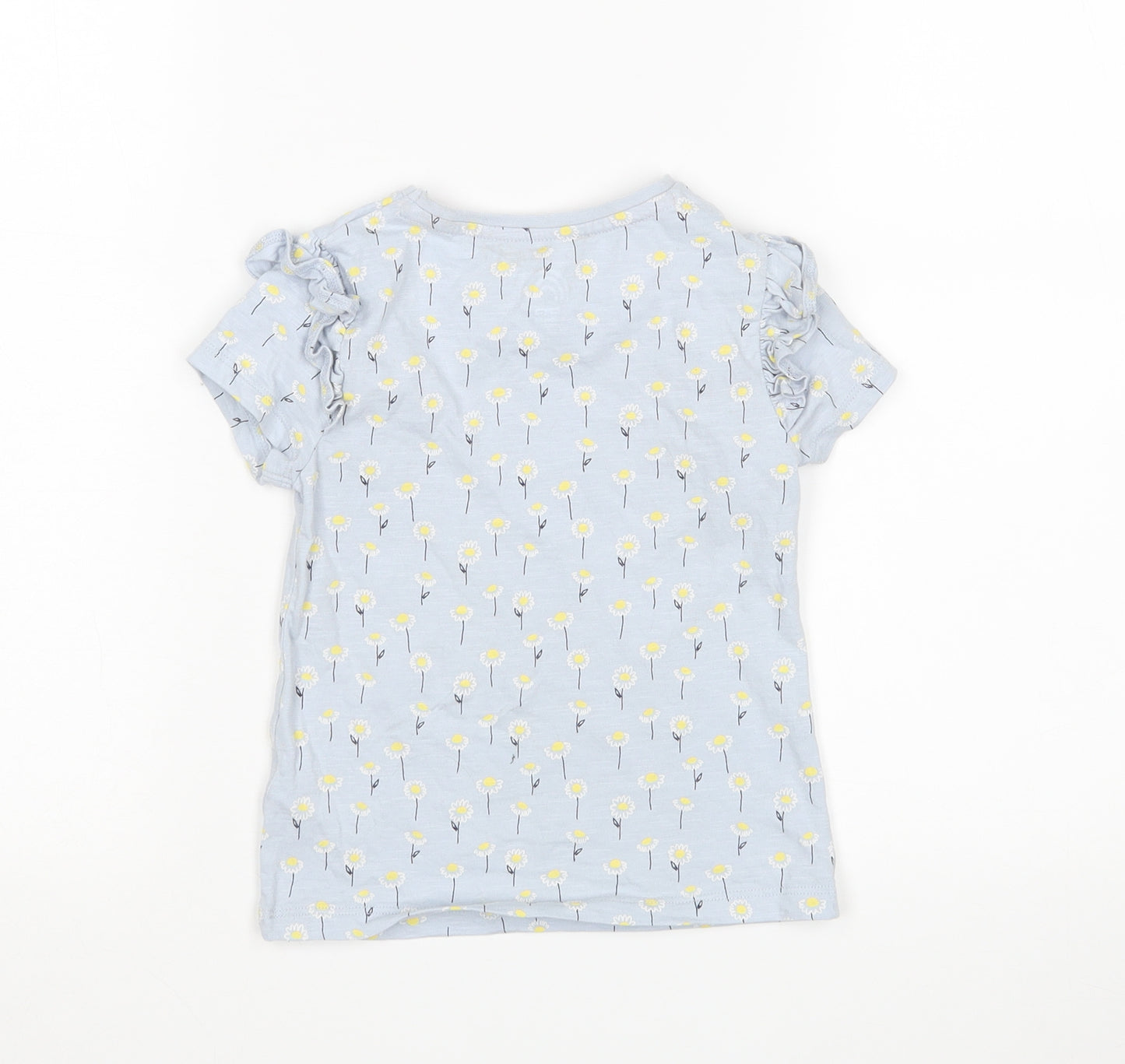 F&F Girls Blue Floral  Basic T-Shirt Size 3-4 Years