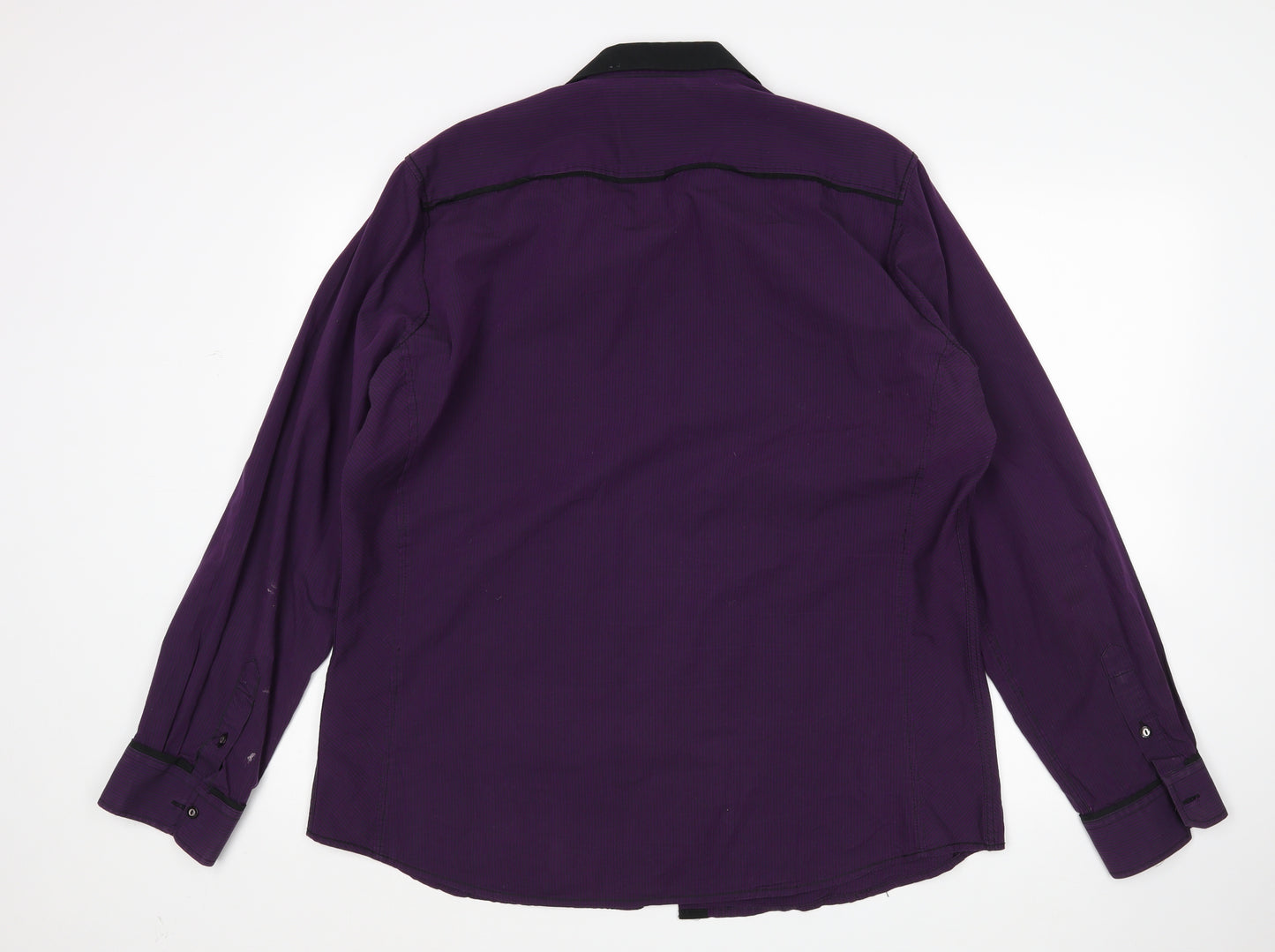 NEXT Mens Purple Striped   Button-Up Size XL