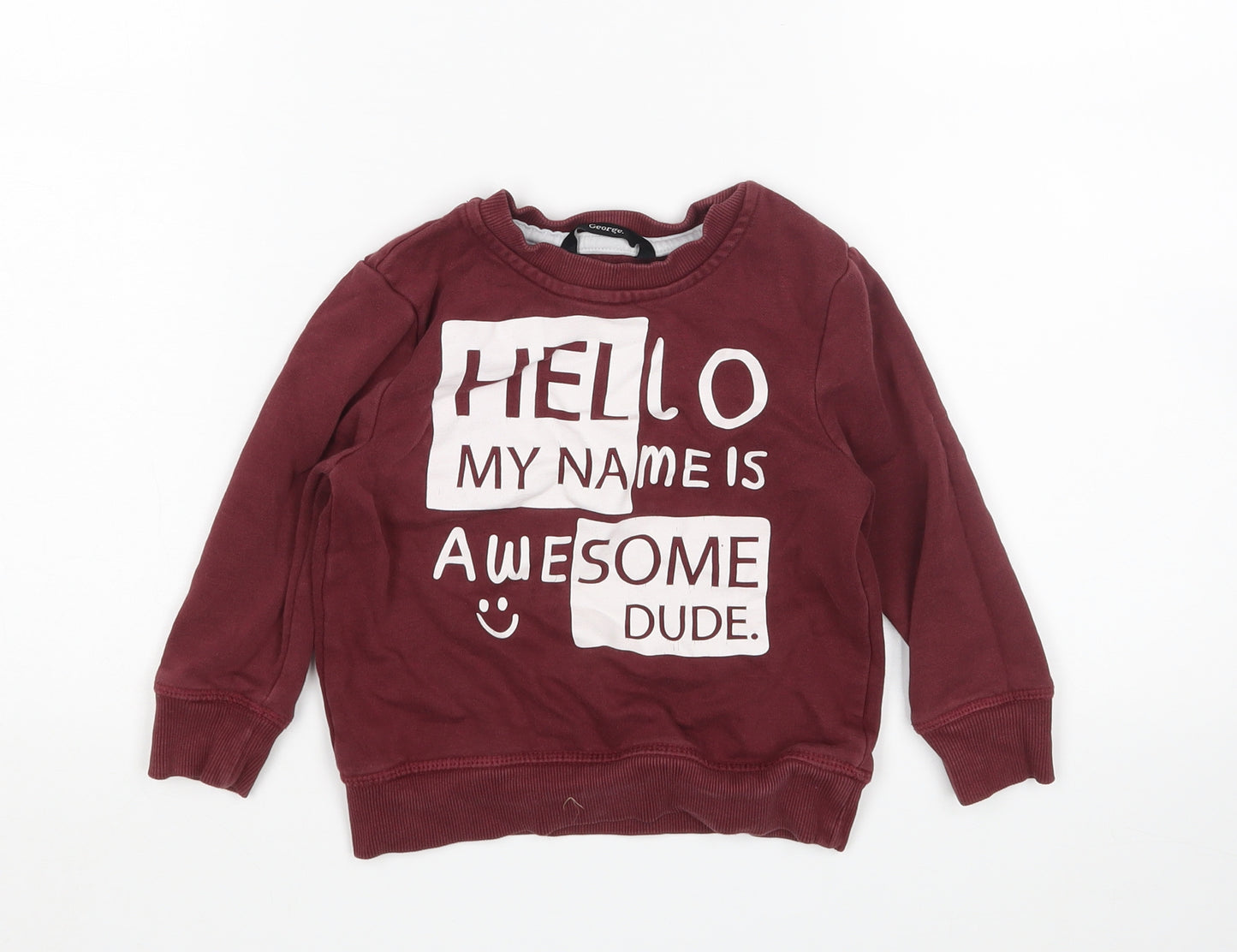 George Boys Red   Pullover Jumper Size 18-24 Months