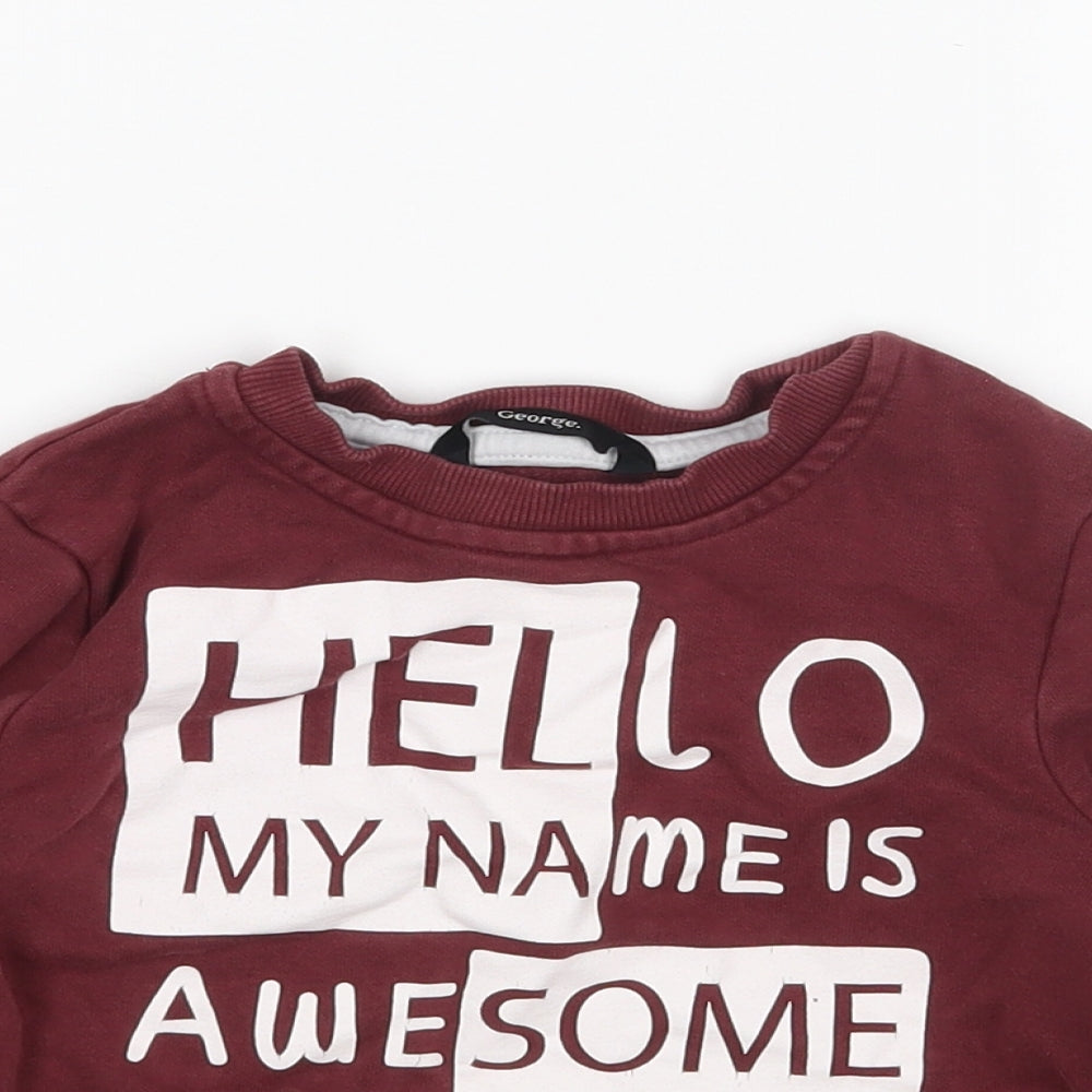 George Boys Red   Pullover Jumper Size 18-24 Months