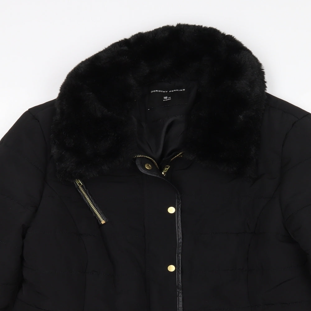 Dorothy Perkins Womens Black   Puffer Jacket Coat Size 16