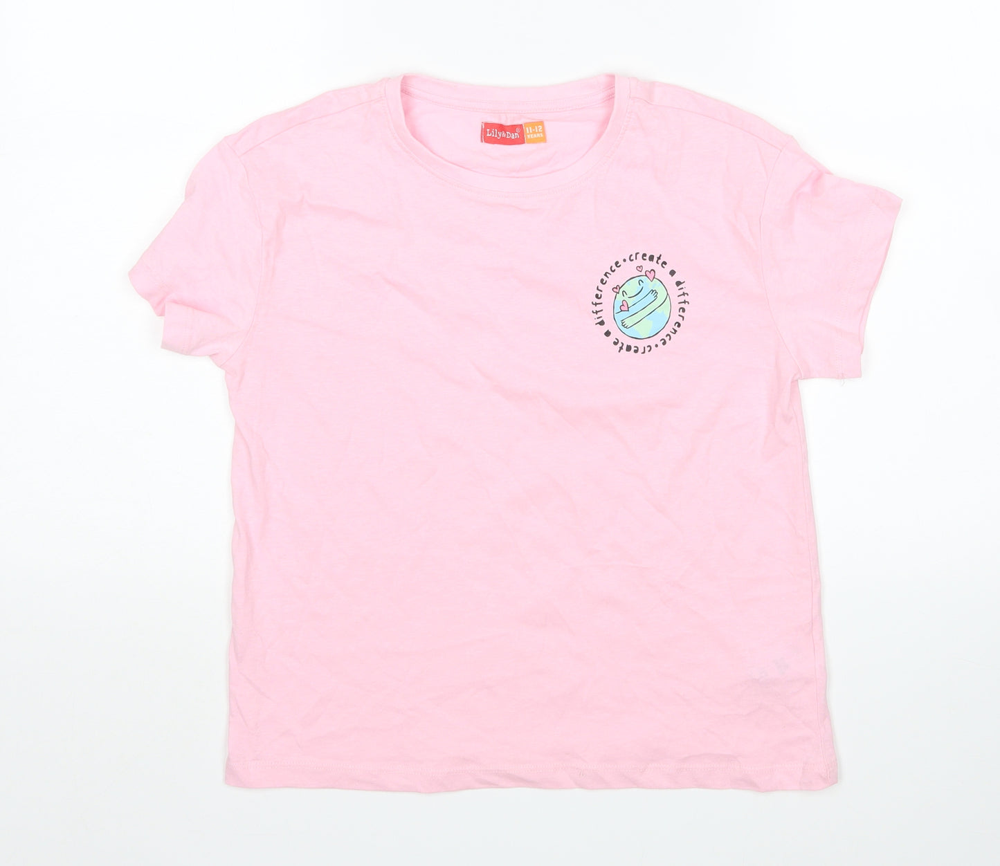 Lily&Dan Girls Pink   Basic T-Shirt Size 11-12 Years