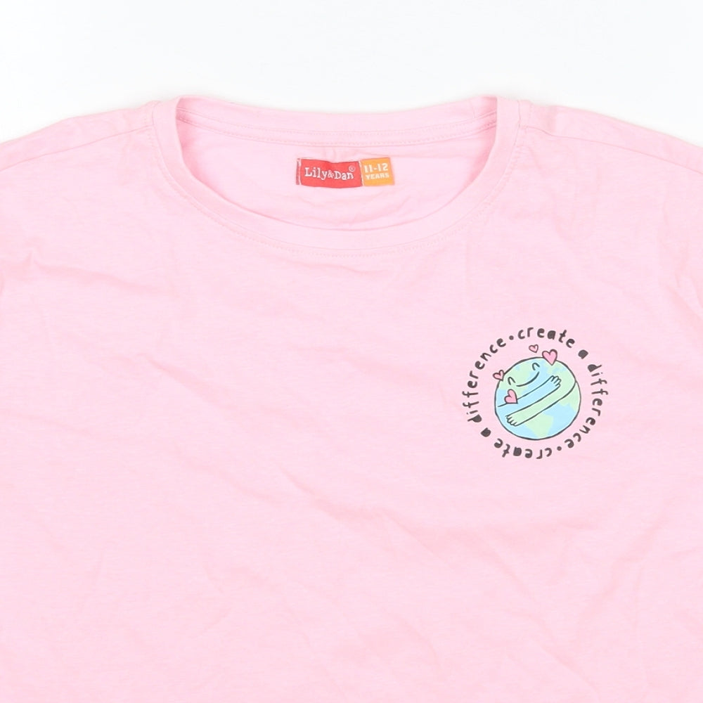 Lily&Dan Girls Pink   Basic T-Shirt Size 11-12 Years