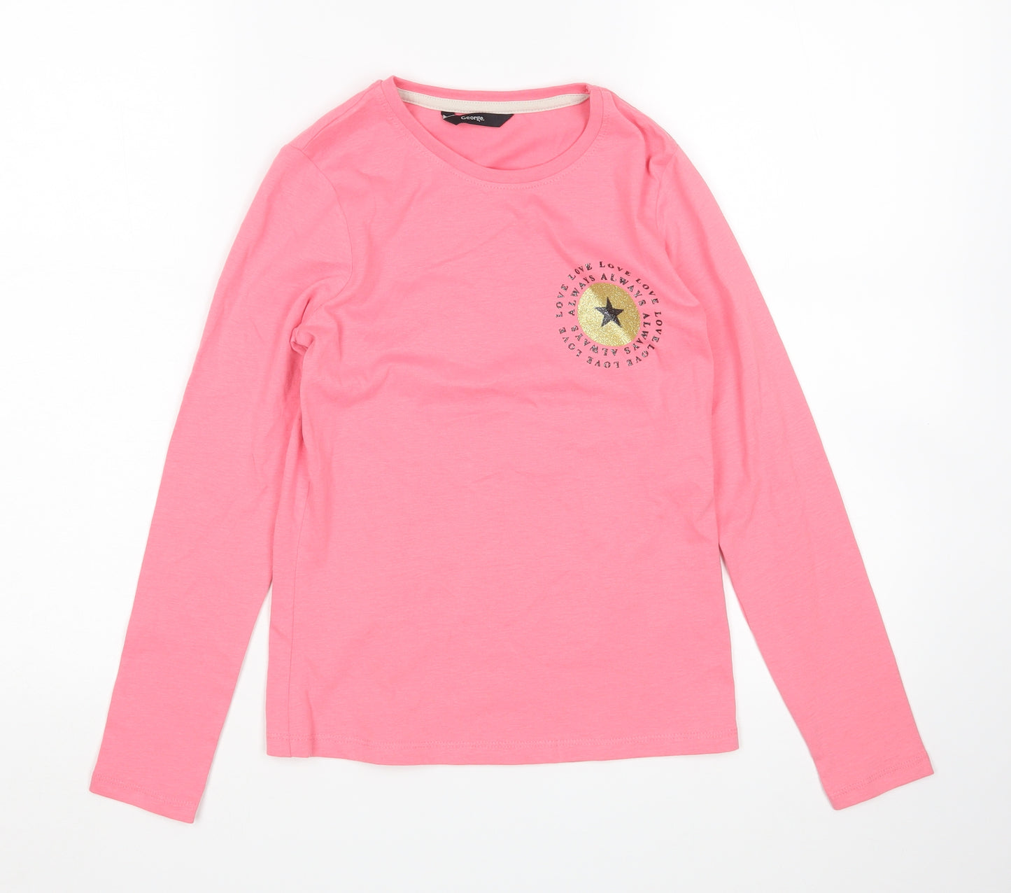 George Girls Pink   Basic T-Shirt Size 10-11 Years
