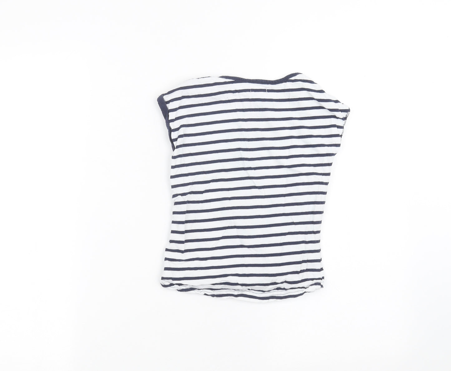 LILY&DAN Girls White Striped  Basic T-Shirt Size 5-6 Years