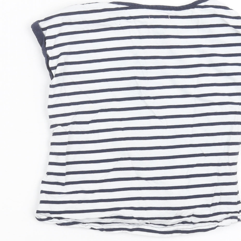 LILY&DAN Girls White Striped  Basic T-Shirt Size 5-6 Years