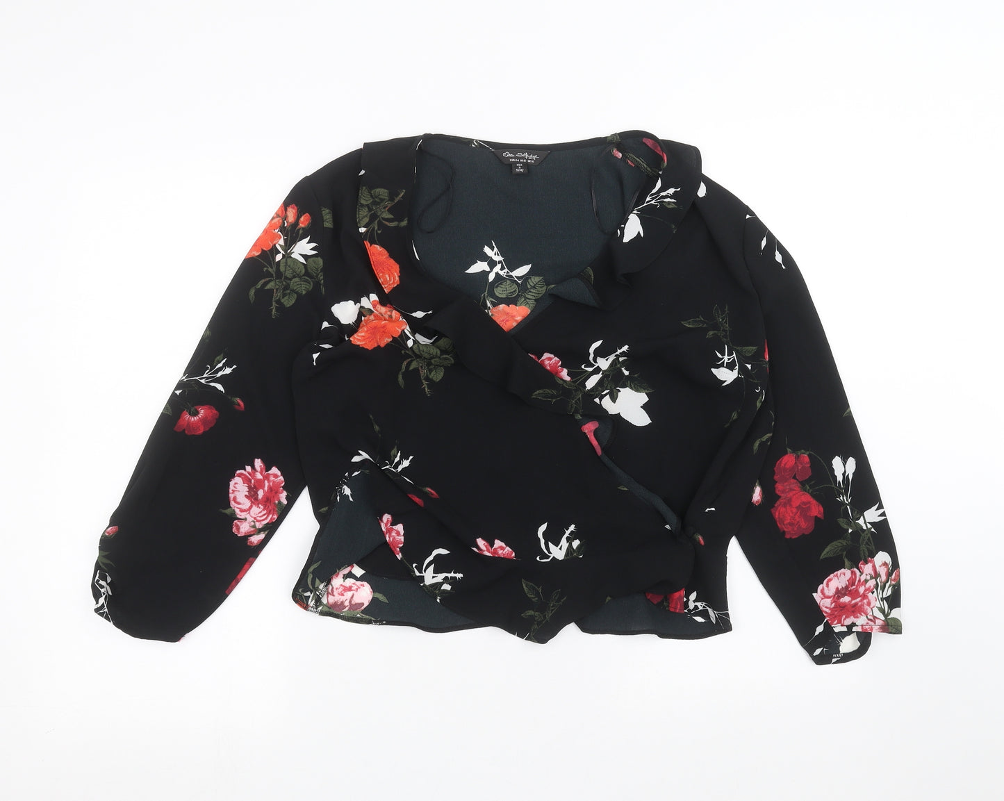 Miss Selfridge Womens Black Floral  Cardigan Jumper Size 16