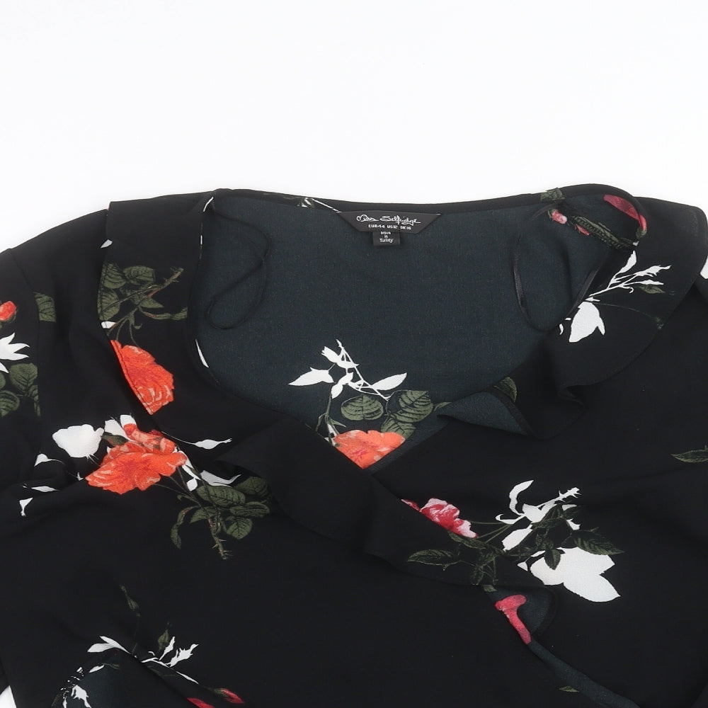 Miss Selfridge Womens Black Floral  Cardigan Jumper Size 16
