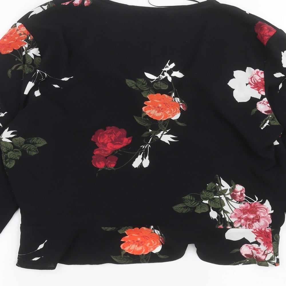 Miss Selfridge Womens Black Floral  Cardigan Jumper Size 16