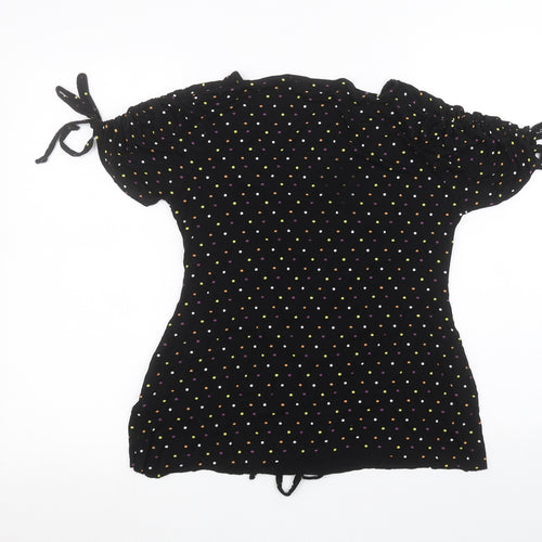 Luna Loves Womens Black Polka Dot  Basic T-Shirt Size 6