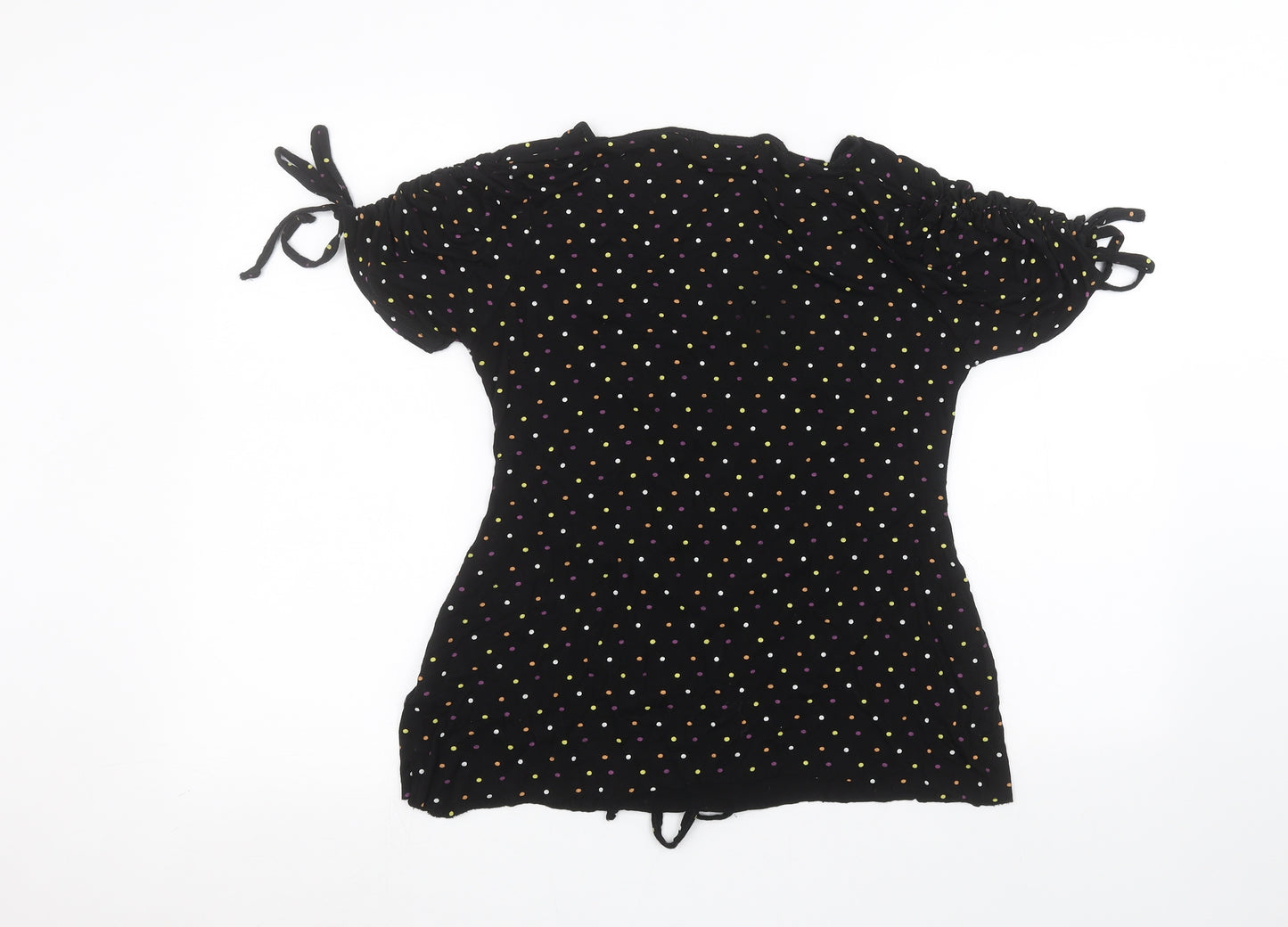 Luna Loves Womens Black Polka Dot  Basic T-Shirt Size 6