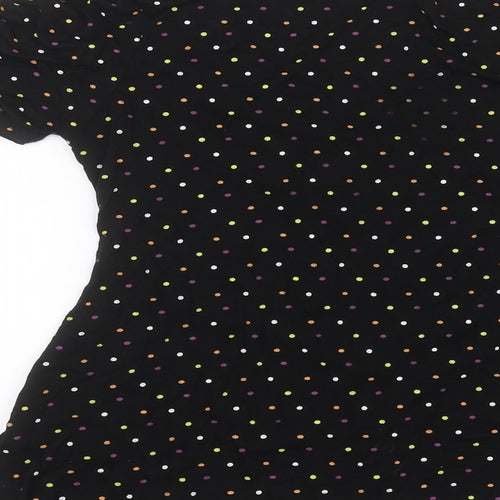 Luna Loves Womens Black Polka Dot  Basic T-Shirt Size 6
