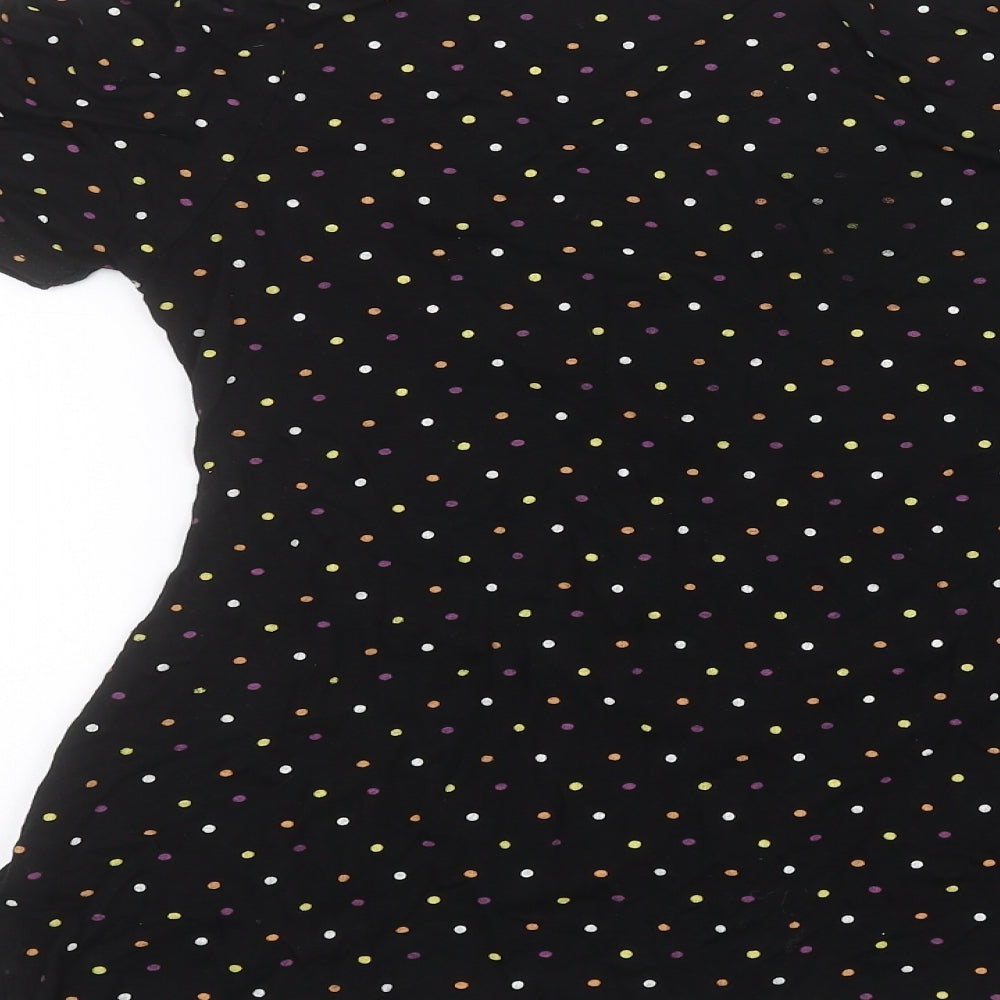 Luna Loves Womens Black Polka Dot  Basic T-Shirt Size 6