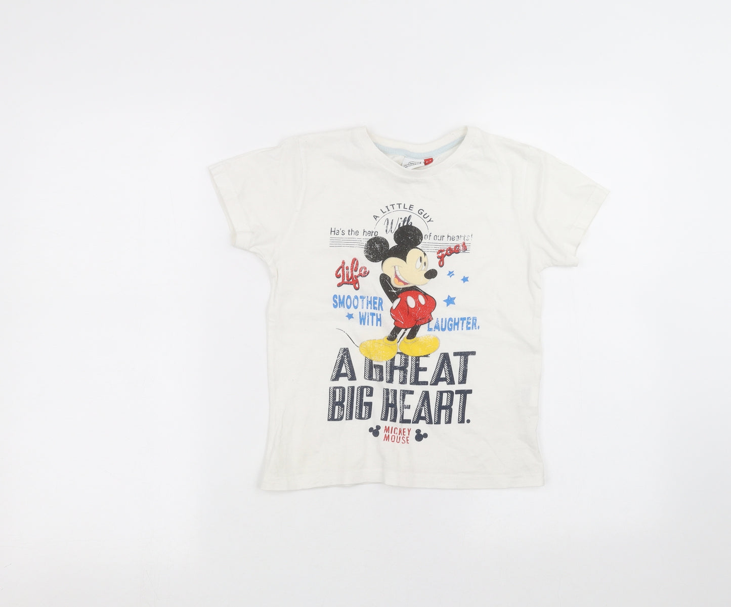 Disney Girls White   Basic T-Shirt Size 6-7 Years  - Disney