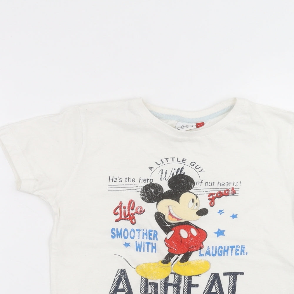 Disney Girls White   Basic T-Shirt Size 6-7 Years  - Disney