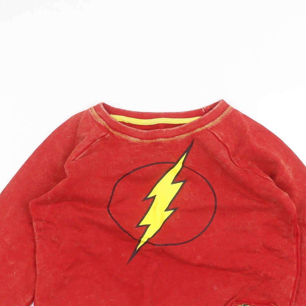 Justice League Boys Red   Pullover Jumper Size 6-7 Years