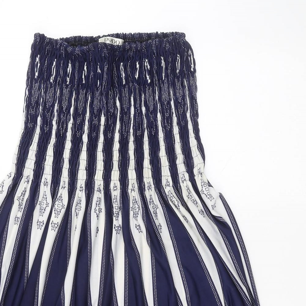 Dodo Womens Blue Striped  A-Line  Size M
