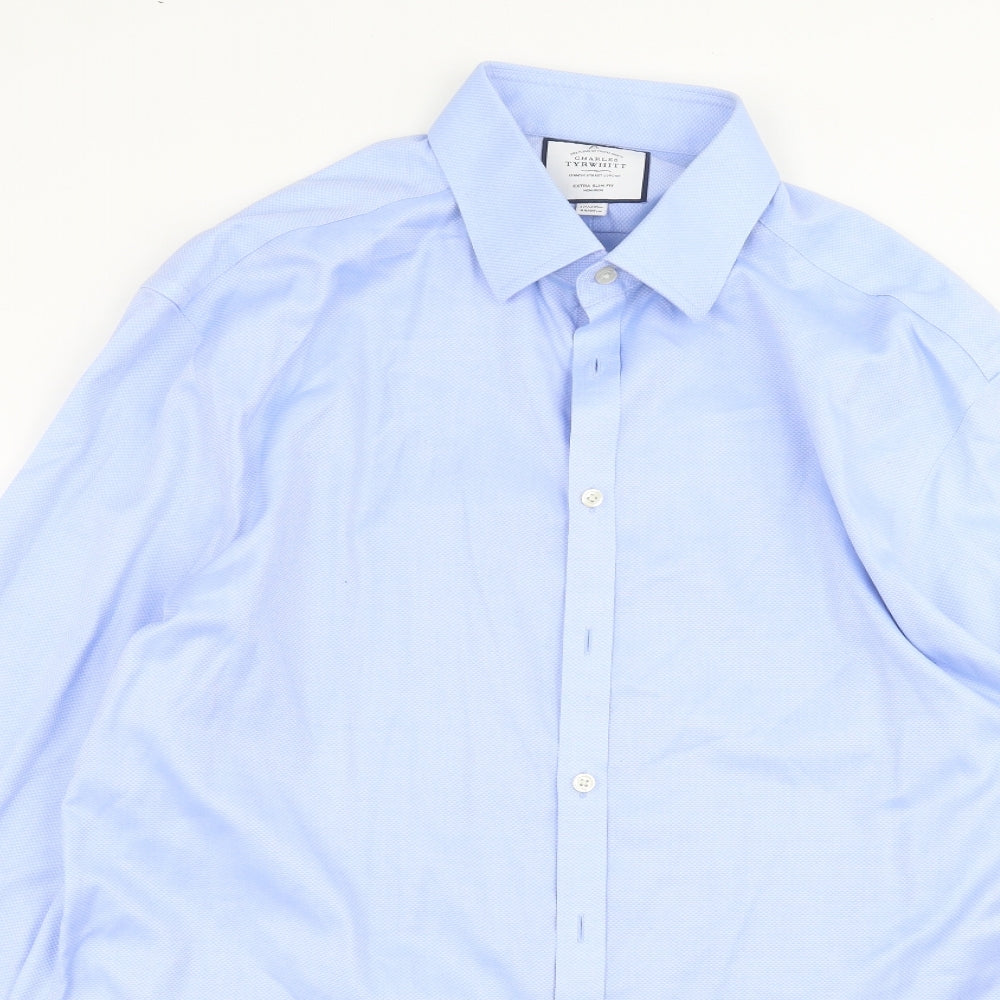 Charles Tyrwhitt Mens Blue    Dress Shirt Size 17.5