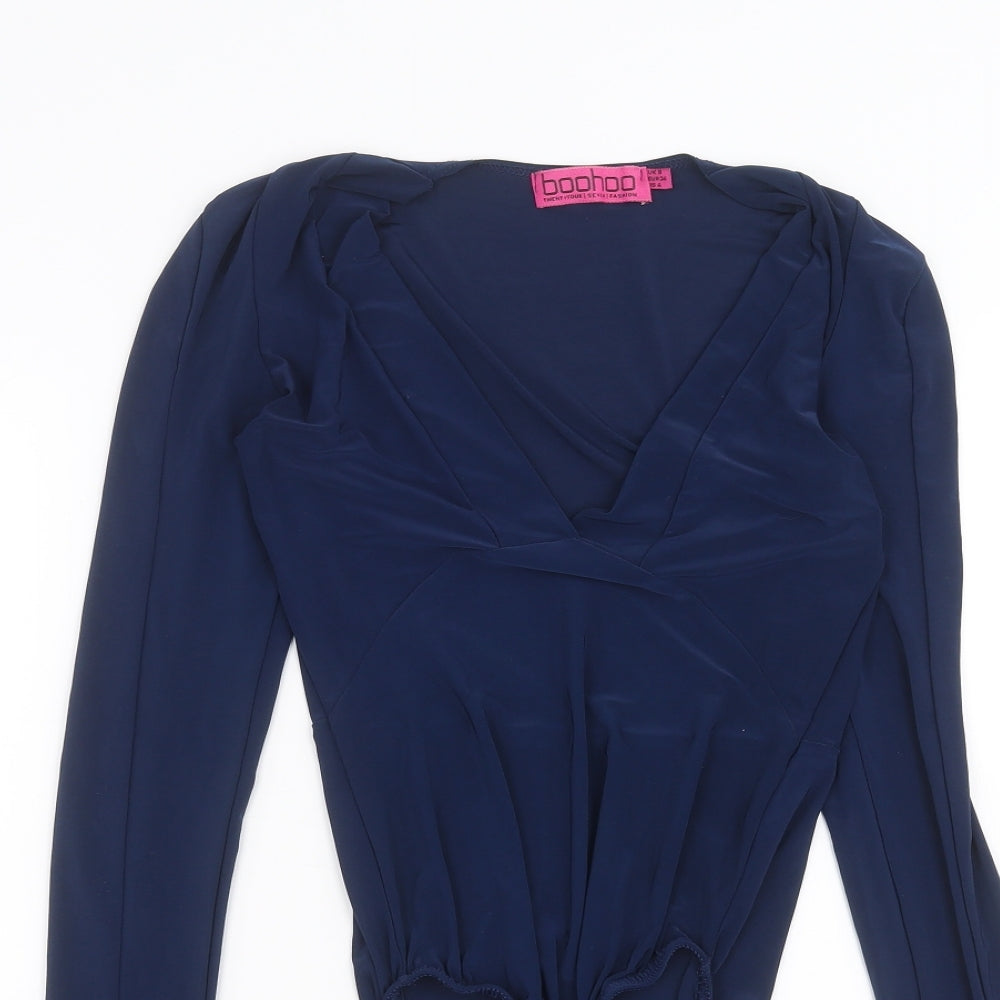 Boohoo Womens Blue   Bodysuit One-Piece Size 10