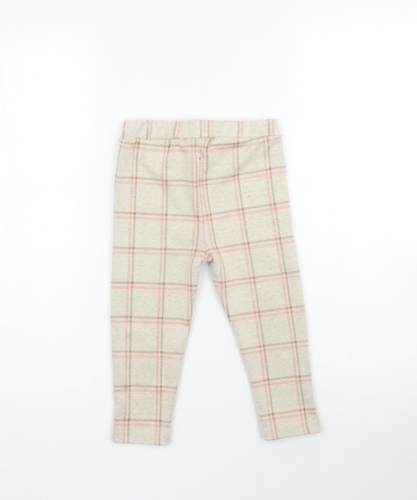 Nutmeg Girls Beige Plaid  Jogger Trousers Size 2-3 Years - Leggings