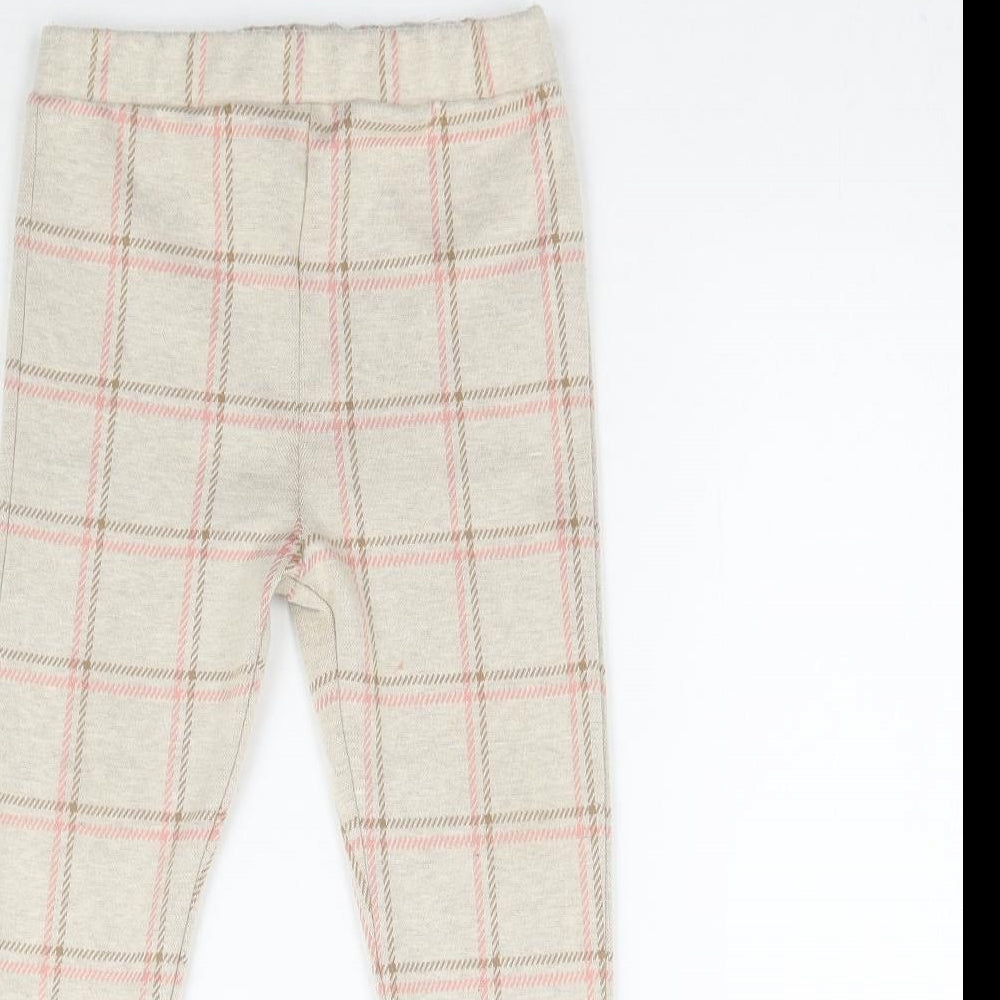 Nutmeg Girls Beige Plaid  Jogger Trousers Size 2-3 Years - Leggings