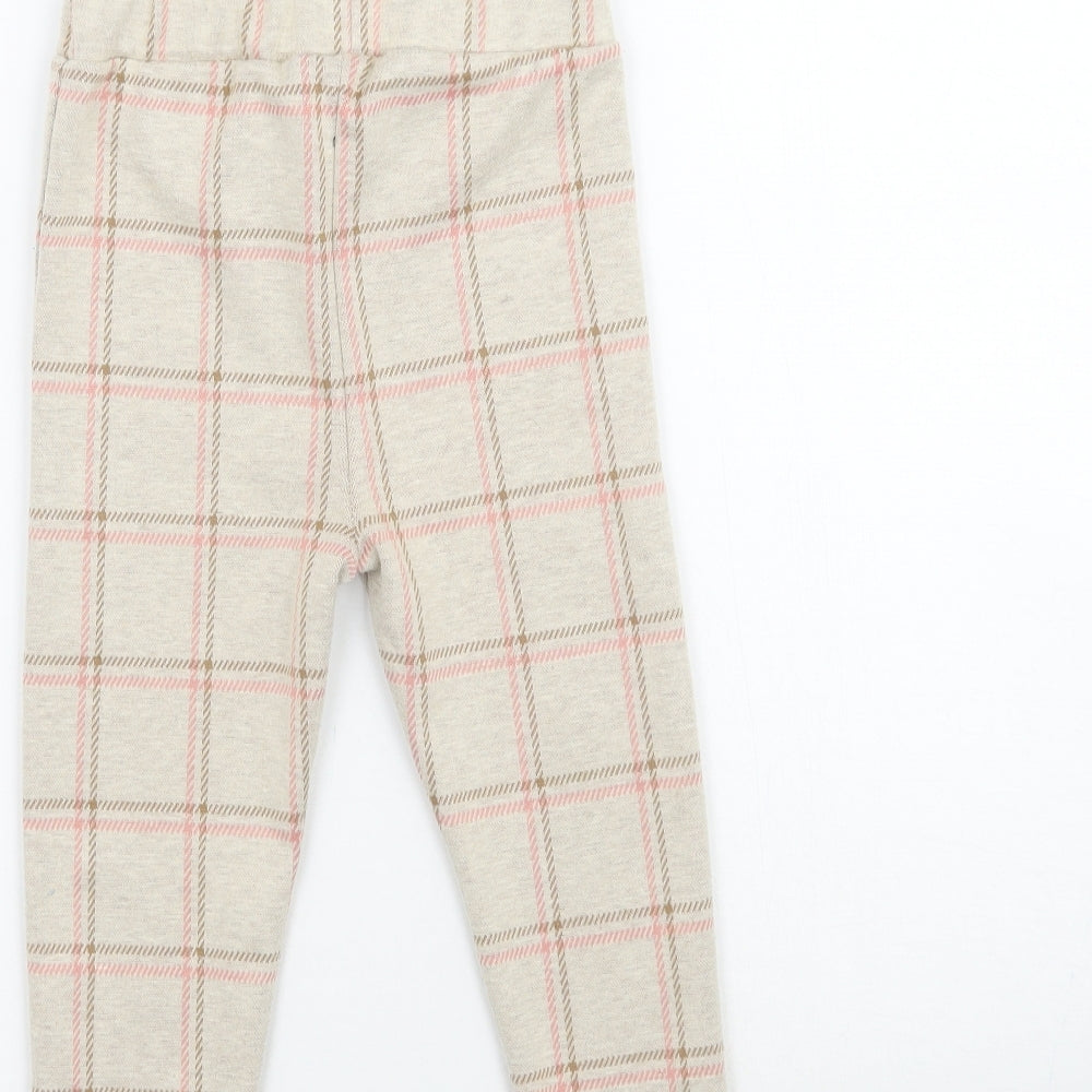 Nutmeg Girls Beige Plaid  Jogger Trousers Size 2-3 Years - Leggings