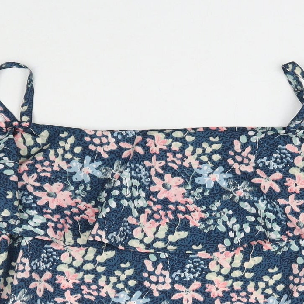 M&Co Girls Blue Floral  Basic Blouse Size 9 Years