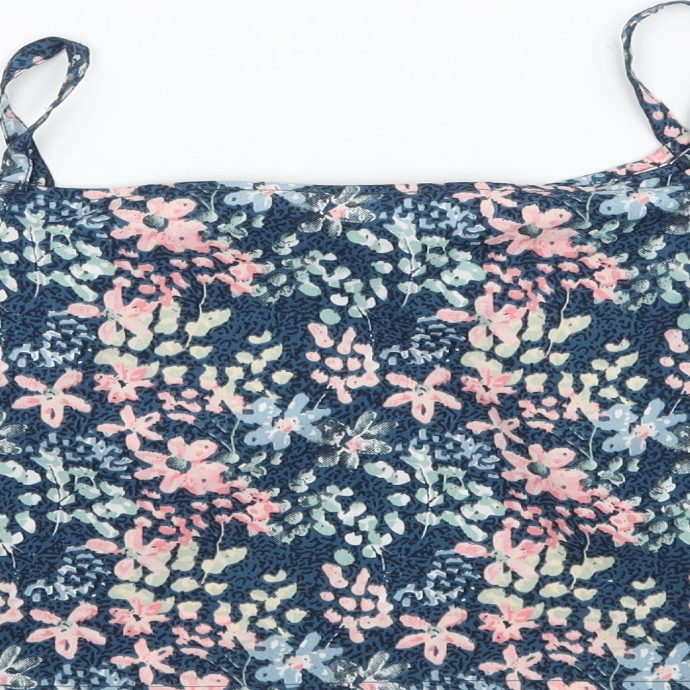 M&Co Girls Blue Floral  Basic Blouse Size 9 Years