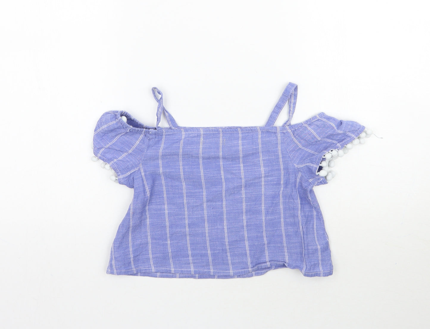 M&Co Girls Blue Striped  Basic Blouse Size 9 Years