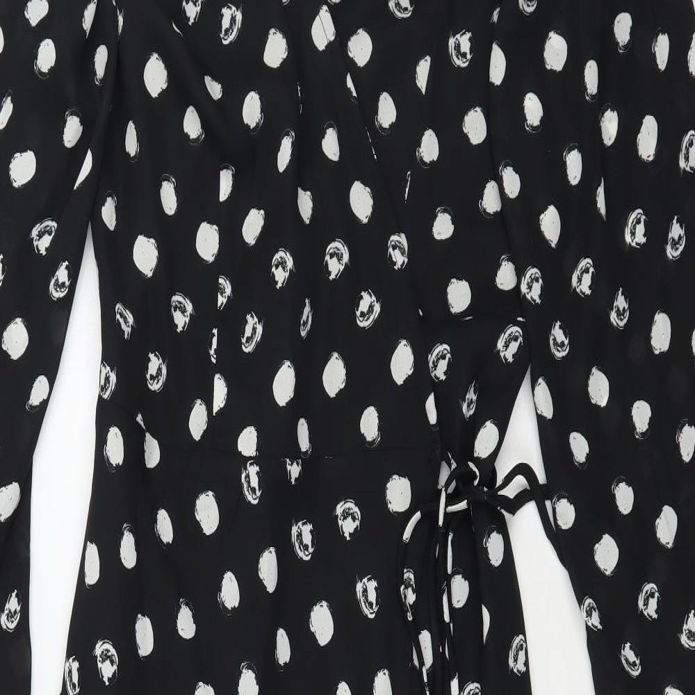 Dancing Leopard Womens Black Polka Dot  Wrap Dress  Size 14
