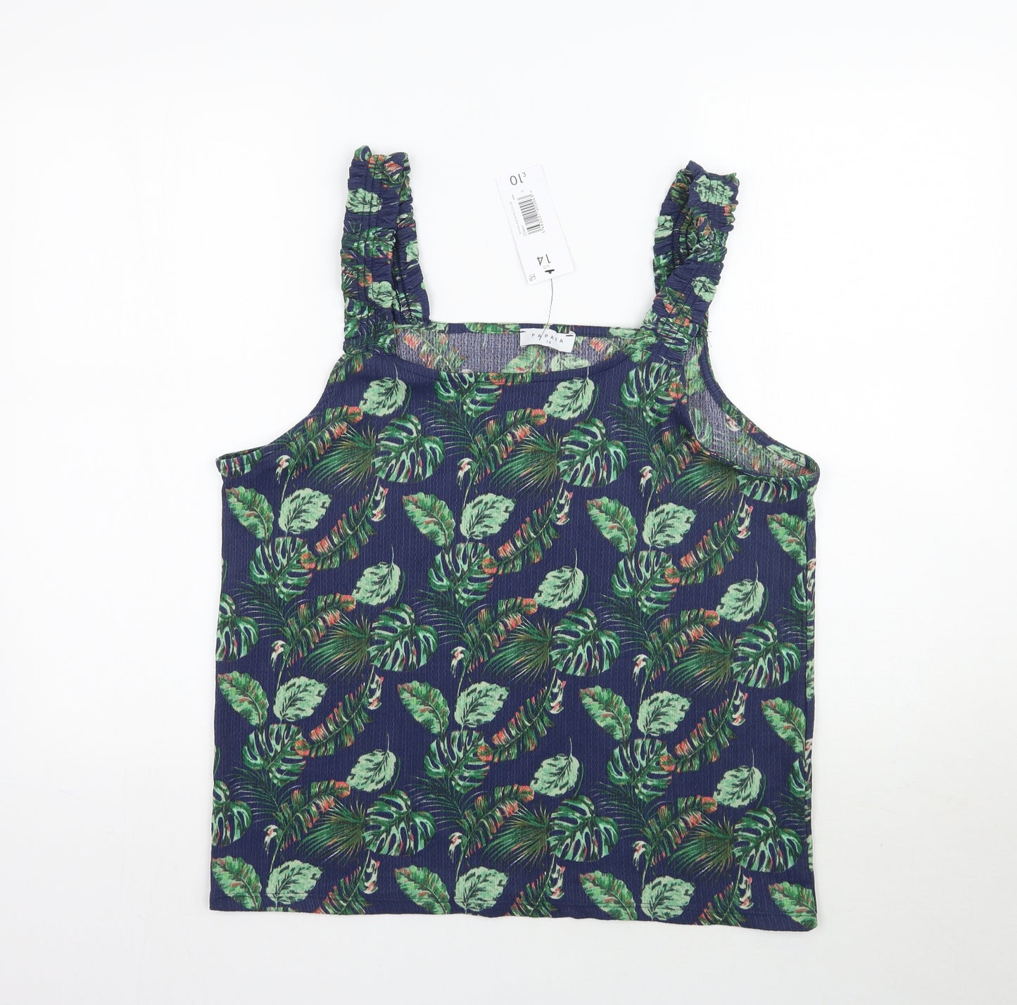 Papaya Womens Blue Floral  Basic Blouse Size 14  - Leaf Print