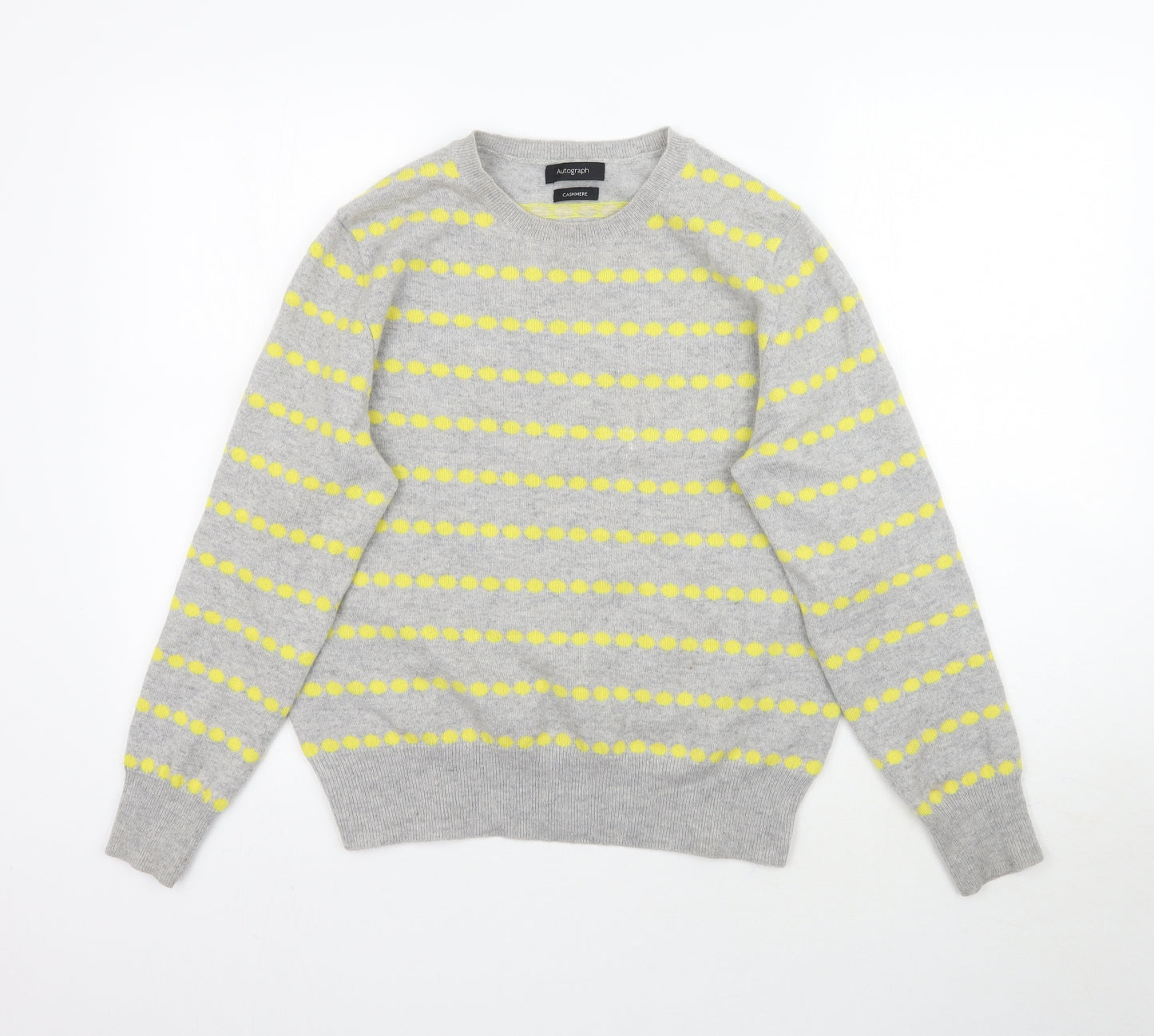 Marks and Spencer Womens Grey Striped Knit Pullover Jumper Size 14