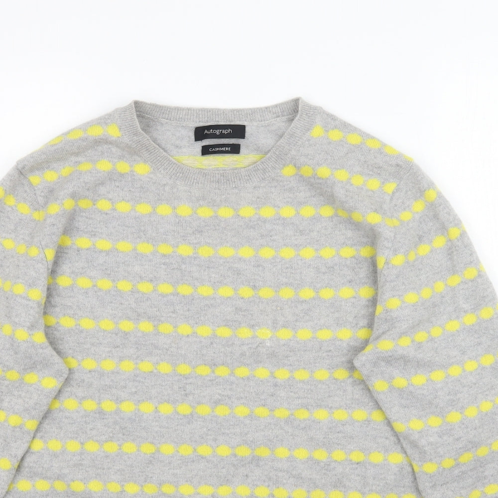 Marks and Spencer Womens Grey Striped Knit Pullover Jumper Size 14