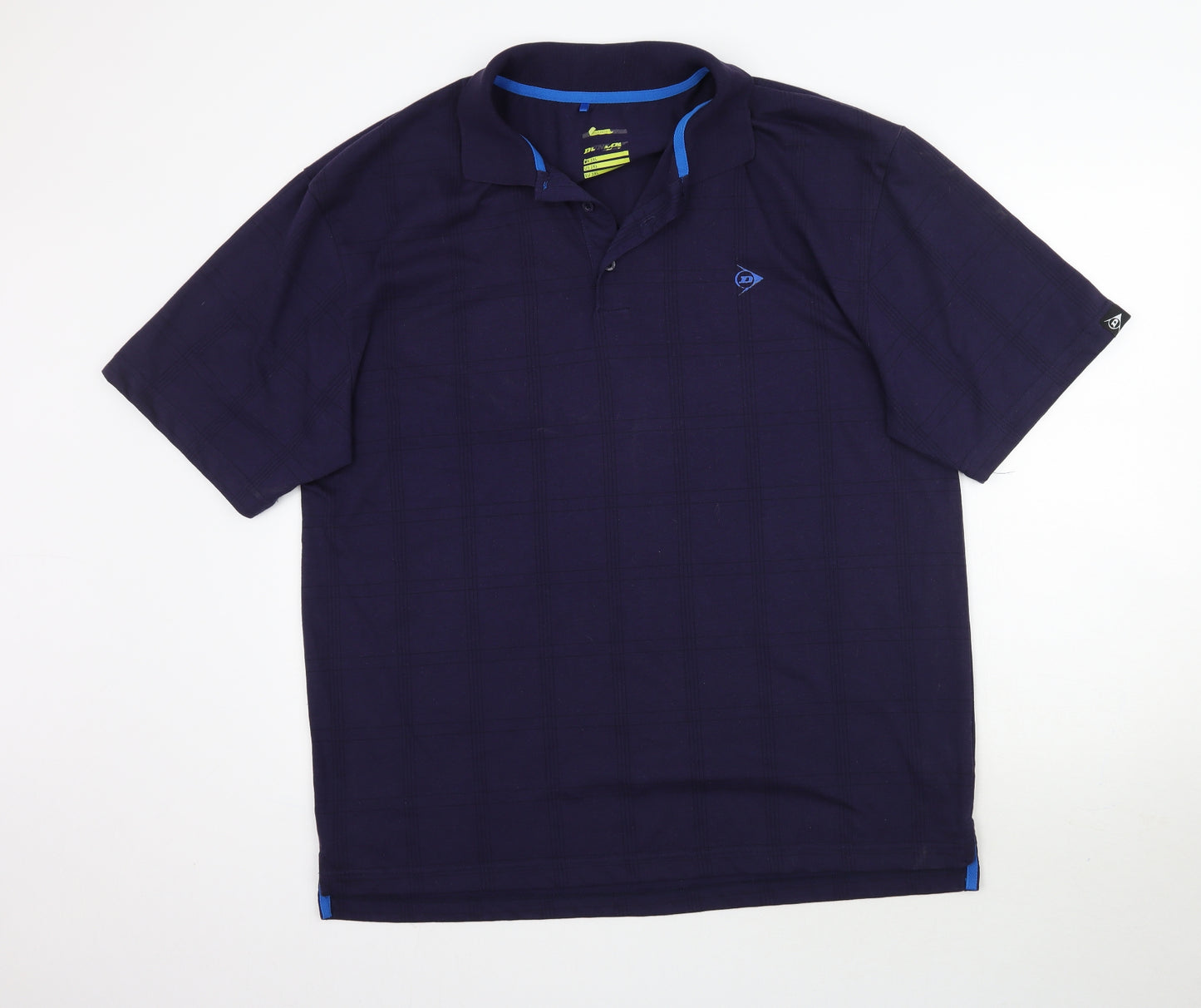 Dunlop Mens Blue Plaid   Polo Size 2XL