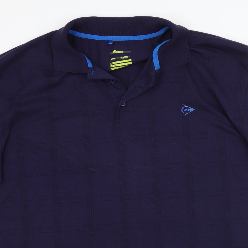 Dunlop Mens Blue Plaid   Polo Size 2XL