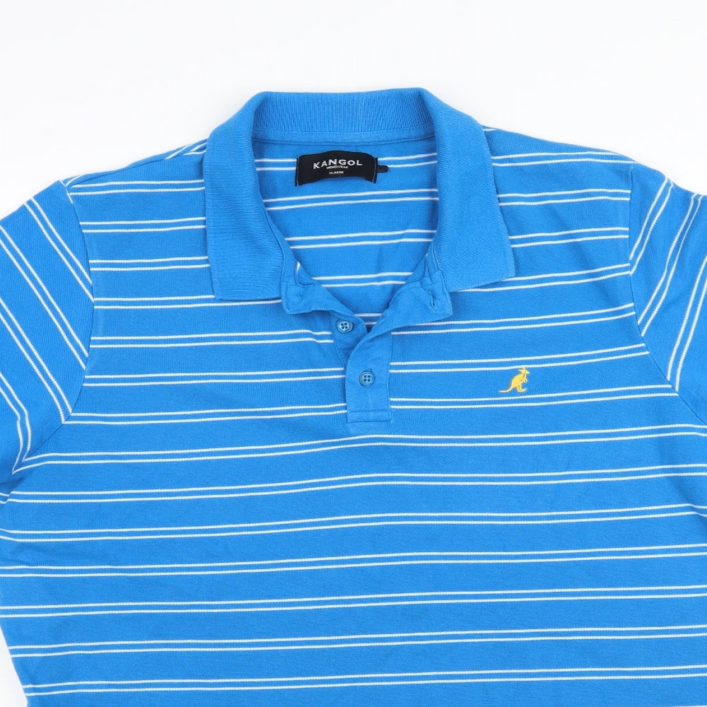 Kangol Mens Blue Striped   Polo Size XL