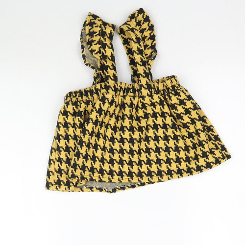 Com-ix Girls Yellow Houndstooth  Pinafore/Dungaree Dress  Size 3 Years